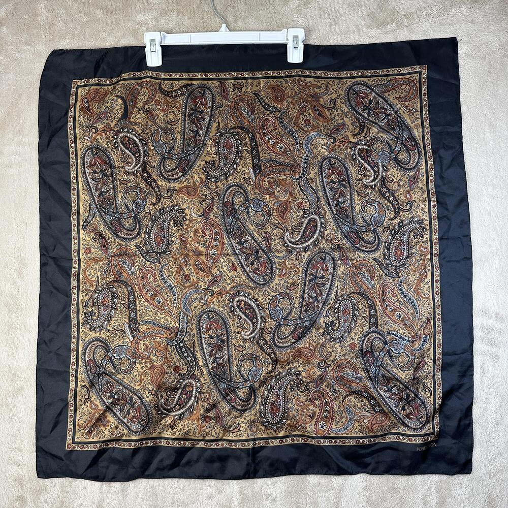 Pendleton Scarf Womens One Size Multicolor Silk Paisley Satin Square Japan